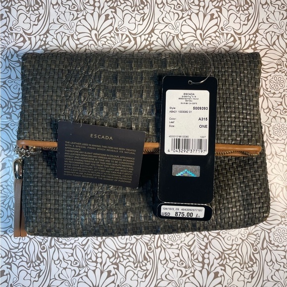 Escada Woven Leather Fold-Over Clutch 80% Off Est. - Picture 12 of 16